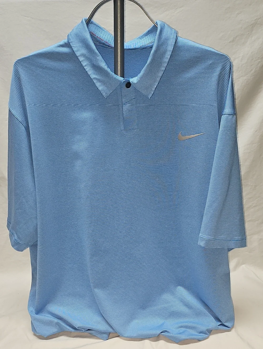 Nike Tiger Woods Collection Mens Light Blue Micro-Stripe Polo Dri-Fit XL - Picture 1 of 8